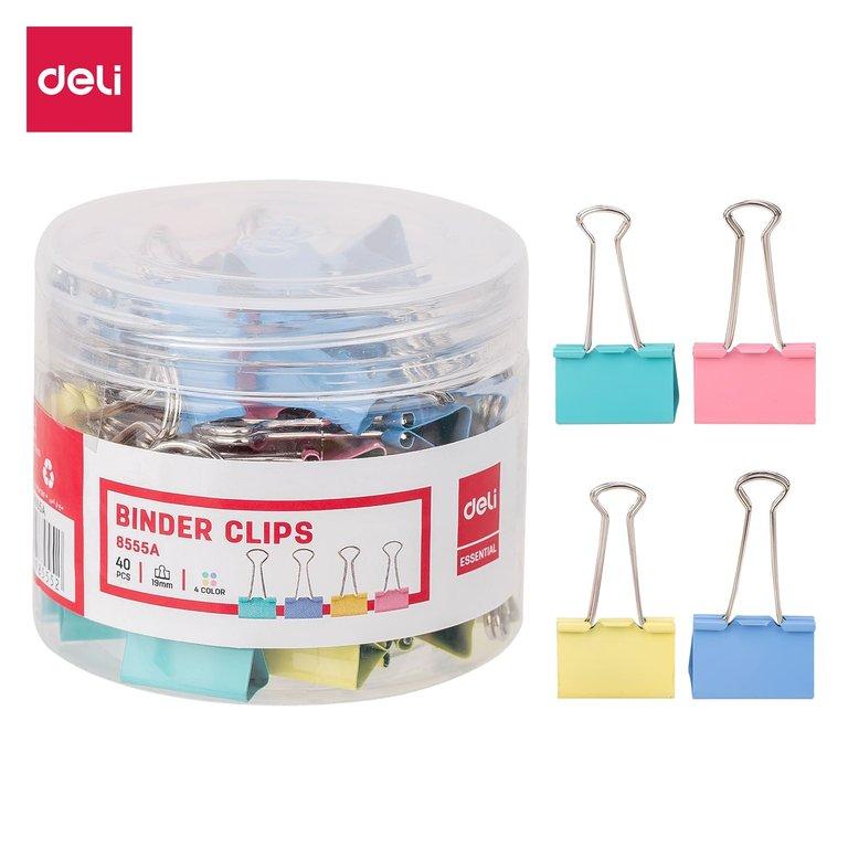 Deli Classic Effortless Binder CLIP-19MM 40PC Clr DL-W8555A